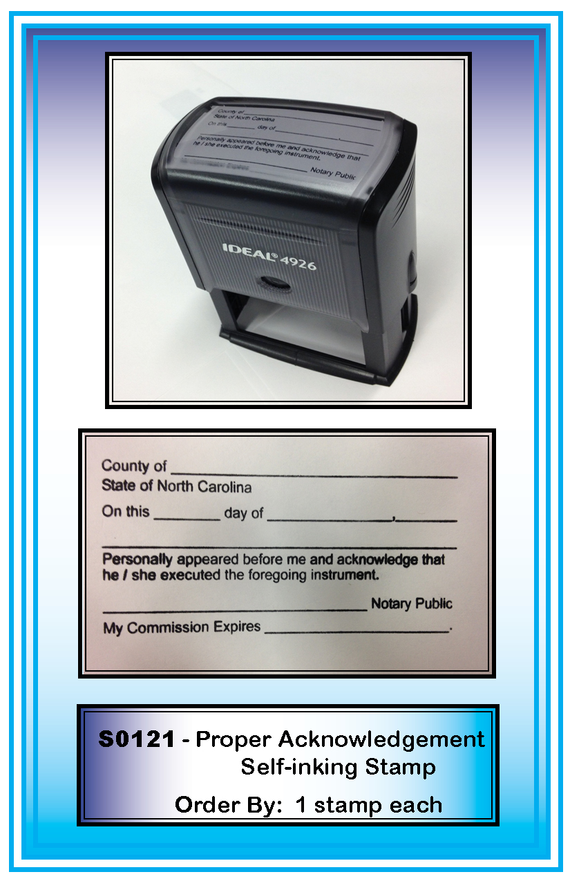 <B>STAMP-Proper Acknowledgement** <b>Order By: 1 Stamp Each</b>